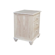 International Concepts Solid Wood 3 Drawer Nightstand Unfinished Bedside Table