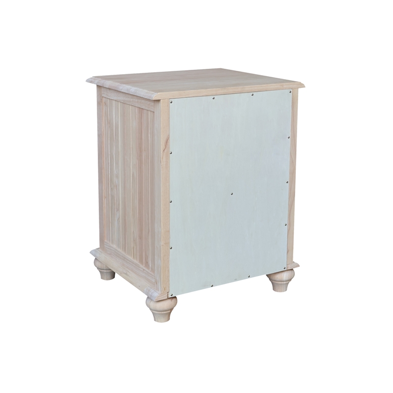 International Concepts Solid Wood 3 Drawer Nightstand Unfinished Bedside Table