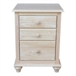 International Concepts Solid Wood 3 Drawer Nightstand Unfinished Bedside Table