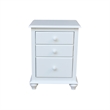 International Concepts Solid Wood 3 Drawer Nightstand Classic White Bedside Table with Tiered Storage and Deep Bottom Drawer