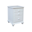 International Concepts Solid Wood 3 Drawer Nightstand Classic White Bedside Table with Tiered Storage and Deep Bottom Drawer