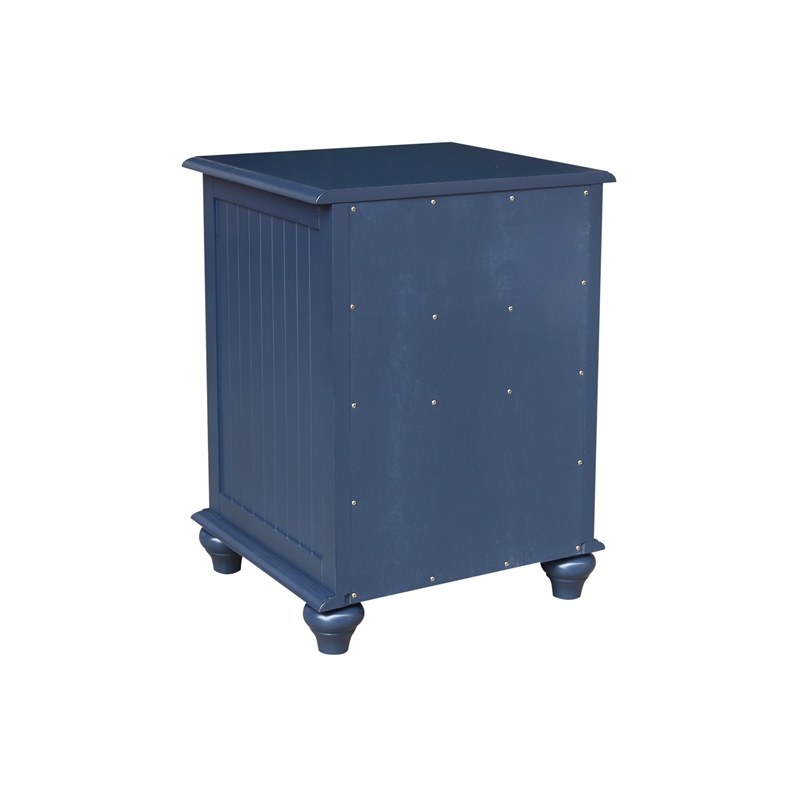 International Concepts Solid Wood 3 Drawer Nightstand Modern Denim Blue Bedside Table with Tiered Storage and Deep Bottom Drawer