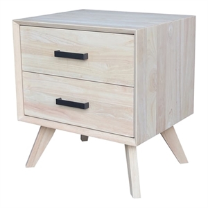 International Concepts Solid Wood 2Drawer Nightstand Unfinished