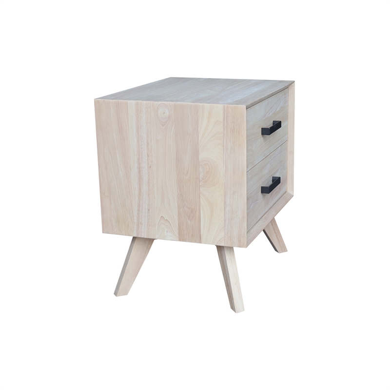 International Concepts Solid Wood 2Drawer Nightstand Unfinished