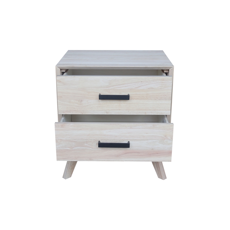 International Concepts Solid Wood 2Drawer Nightstand Unfinished
