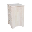 International Concepts Solid Wood 3 Drawer Nightstand Wide Unfinished