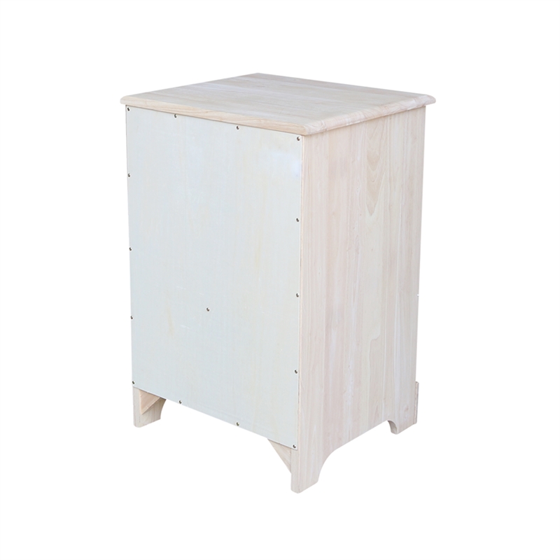 International Concepts Solid Wood 3 Drawer Nightstand Wide Unfinished