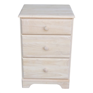 International Concepts Solid Wood 3 Drawer Nightstand Wide Unfinished