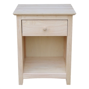 International Concepts Solid Wood 1 Drawer Nightstand Unfinished