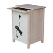 International Concepts Solid Wood 3 Drawer Nightstand with Power Outlets & USB Unfinished
