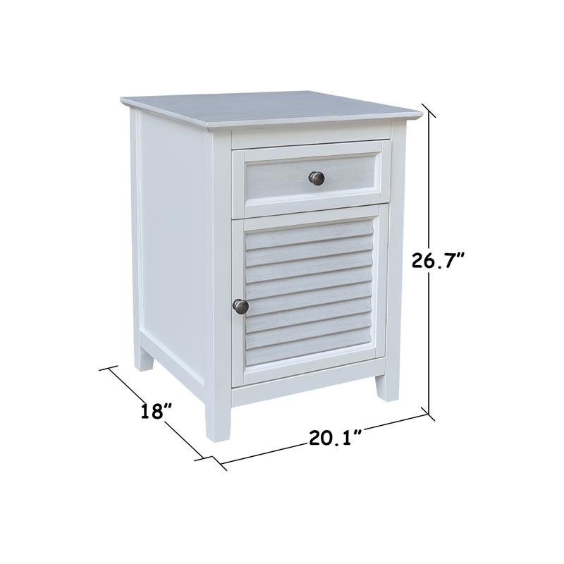 International Concepts Solid Wood Nightstand with Storage Cabinet Chalk & White Two Tone Bedside Table with Drawer and Open Interior