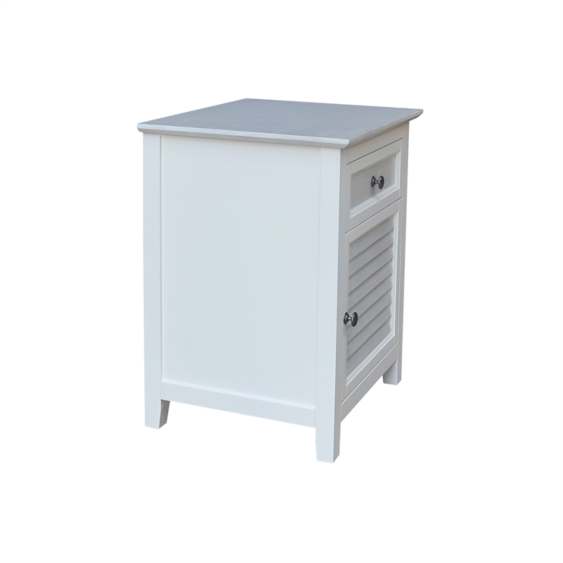 International Concepts Solid Wood Nightstand with Storage Cabinet Chalk & White Two Tone Bedside Table with Drawer and Open Interior