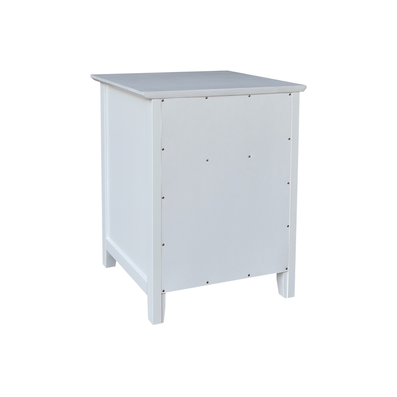 International Concepts Solid Wood Nightstand with Storage Cabinet Chalk & White Two Tone Bedside Table with Drawer and Open Interior