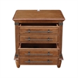 International Concepts Solid Wood 2 Drawer Nightstand with USB Charging Rich Bourbon Brown Wide Bedside Chest with 18.5