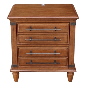 International Concepts Solid Wood 2 Drawer Nightstand with USB Charging Rich Bourbon Brown Wide Bedside Chest with 18.5&quot Wide Drawers