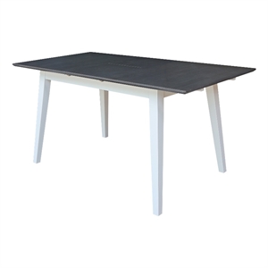 International Concepts Solid Wood 60&quot Butterfly Extension Dining Table Heather Gray White Two Tone Farmhouse Kitchen Table with Flared Shaker Legs