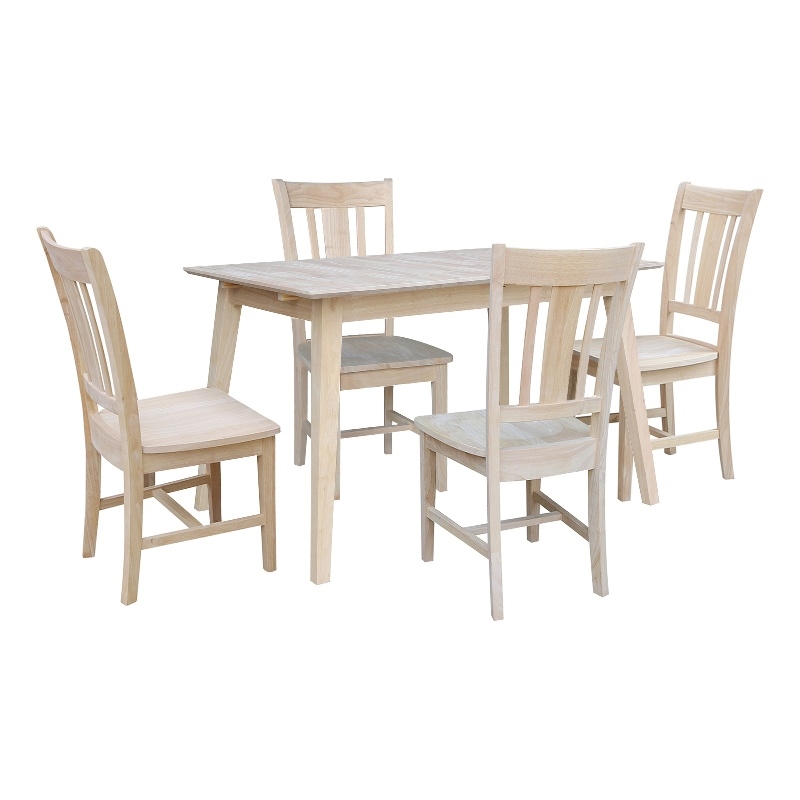 International Concepts Solid Wood 5 Piece Extension Dining Set Unfinished 60