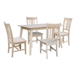 International Concepts Solid Wood 5 Piece Extension Dining Set Unfinished 60