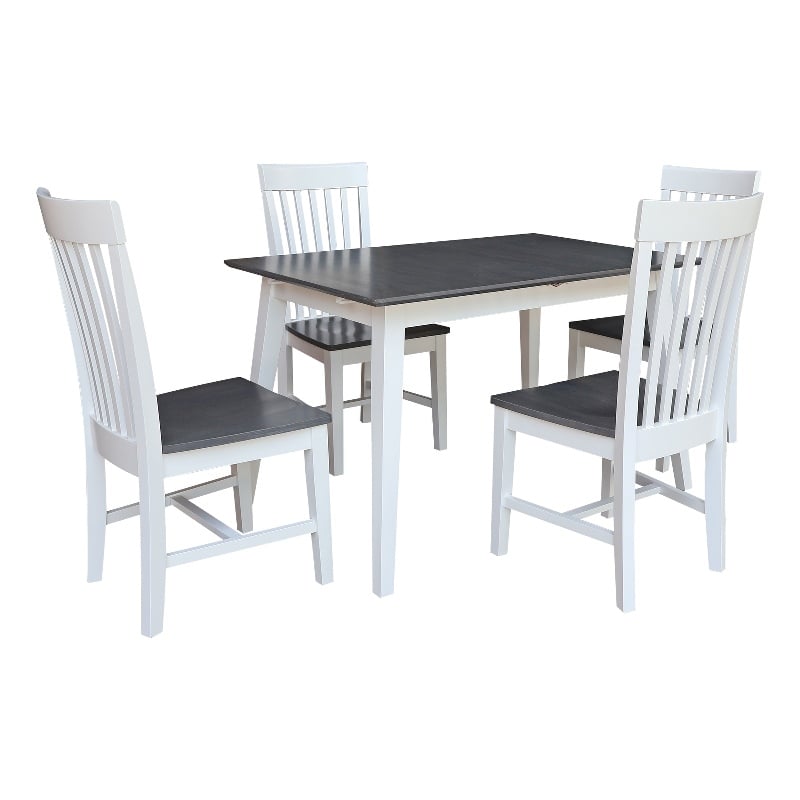 International Concepts Solid Wood 5 Piece Extension Dining Set  Heather Gray & White 60
