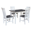 International Concepts Solid Wood 5 Piece Extension Dining Set  Heather Gray & White 60