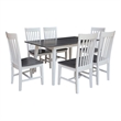 International Concepts Solid Wood 7 Piece Extension Dining Set  Heather Gray & White 60