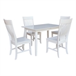 International Concepts Solid Wood 5 Piece Extension Dining Set  Classic White 60