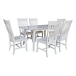 International Concepts Solid Wood 7 Piece Extension Dining Set  Classic White 60