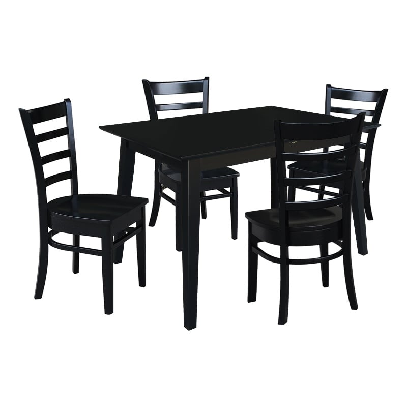 International Concepts Solid Wood 5 Piece Extension Dining Set  Sophisticated Black 60
