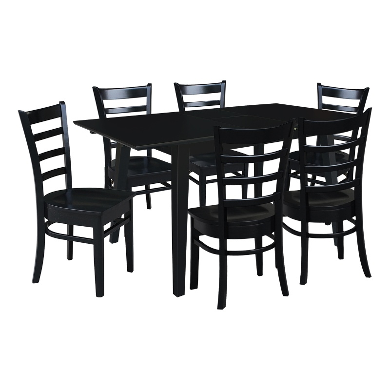 International Concepts Solid Wood 7 Piece Extension Dining Set  Sophisticated Black 60