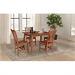 International Concepts Solid Wood 5 Piece Extension Dining Set  Rich Bourbon & Oak 60