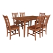 International Concepts Solid Wood 7 Piece Extension Dining Set  Rich Bourbon & Oak 60