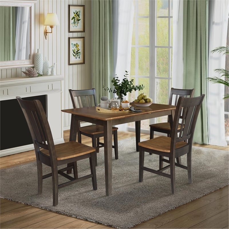 International Concepts Solid Wood 5 Piece Extension Dining Set  Hickory & Coal