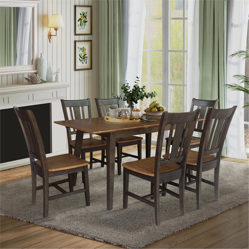 International Concepts Solid Wood Extension Dining Set  Hickory & Coal