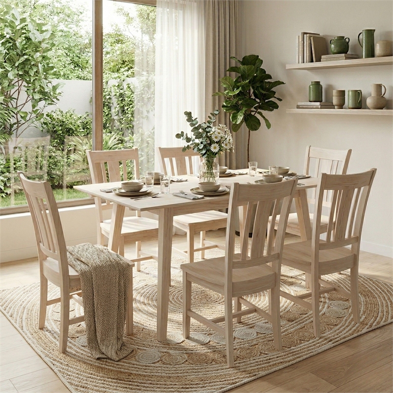International Concepts Solid Wood 7-Piece Extension Dining Set Unfinished 60