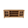 Solid Wood TV Stand Console with Glass Doors and Open Shelves