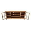 Solid Wood TV Stand Console with Glass Doors and Open Shelves