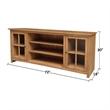 Solid Wood TV Stand Console with Glass Doors and Open Shelves