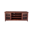 Solid Wood TV Stand Console with Glass Doors and Open Shelves