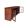 Solid Wood TV Stand Console with Glass Doors and Open Shelves