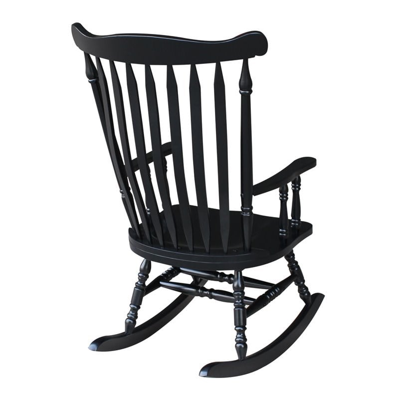 International Concepts Solid Wood Rocking Chair in Antique Black