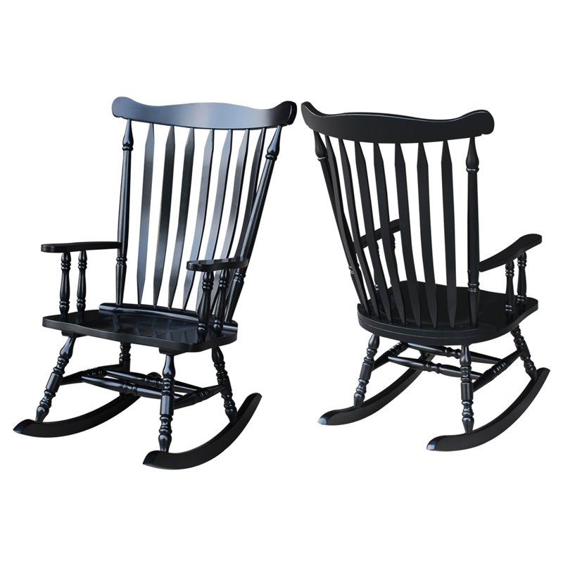 International Concepts Solid Wood Rocking Chair in Antique Black