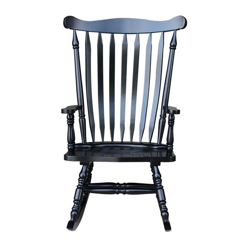 International Concepts Solid Wood Rocking Chair in Antique Black