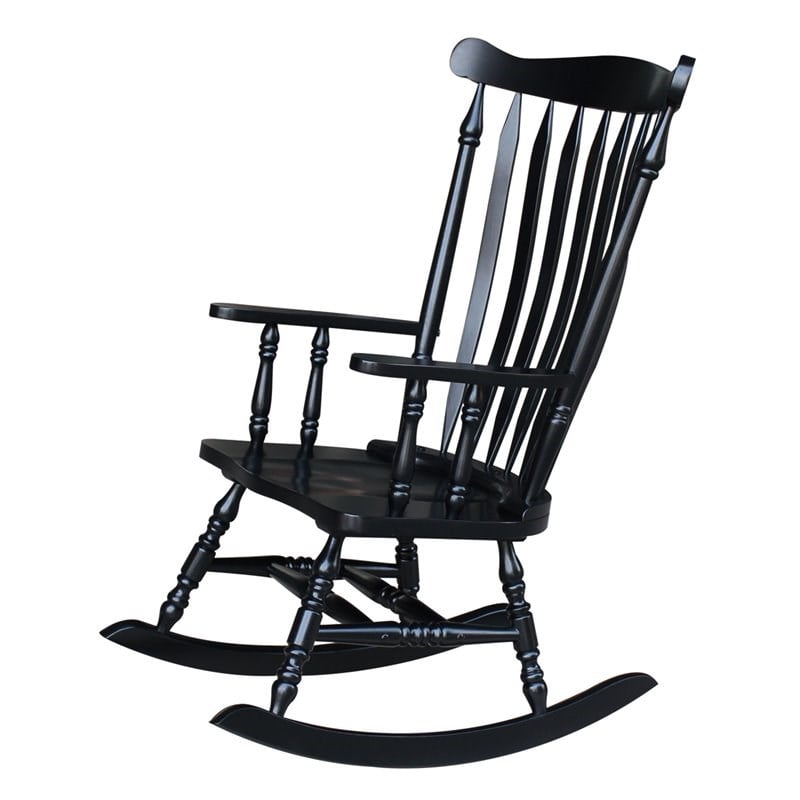 International Concepts Solid Wood Rocking Chair in Antique Black