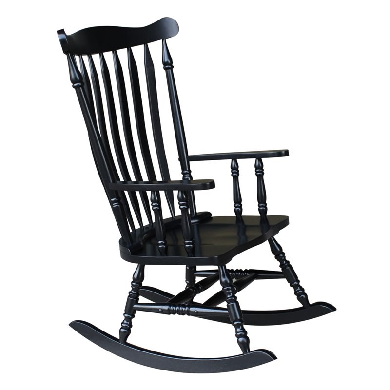 International Concepts Solid Wood Rocking Chair in Antique Black