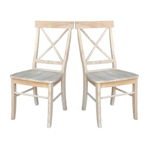 set of two x-back chairs with solid wood seats