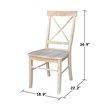 International Concepts Unfinished Solid Wood X-Back Dining Chair (Set of 2)