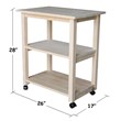 International Concepts Unfinished Wood Microwave Kitchen Cart in Natural
