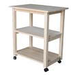 International Concepts Unfinished Wood Microwave Kitchen Cart in Natural