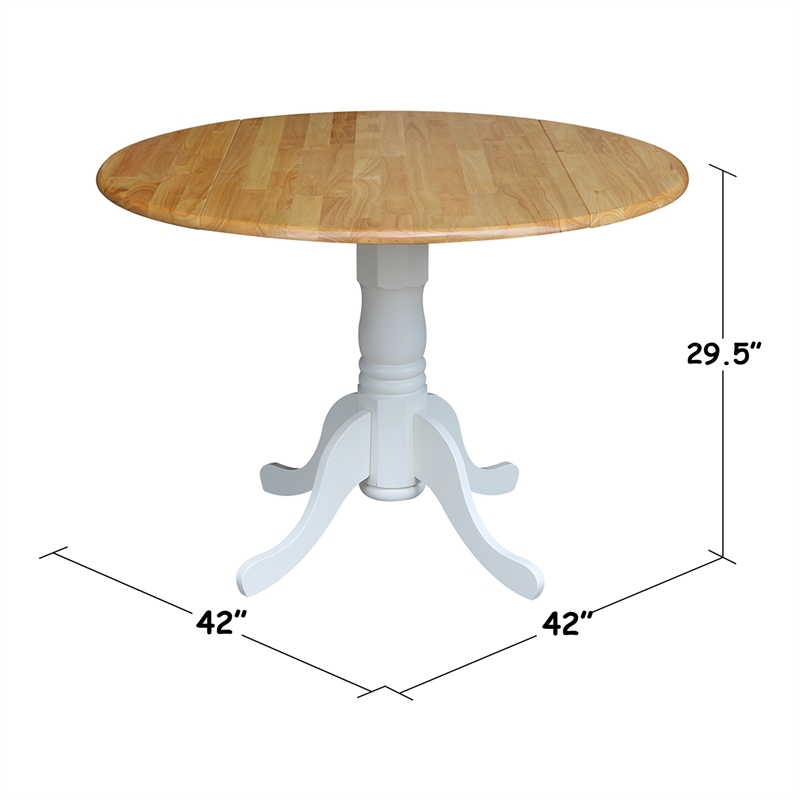 International Concepts Dual Drop Leaf Casual Dining Table in White and Natural