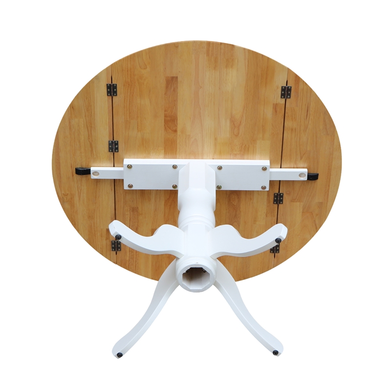 International Concepts Dual Drop Leaf Casual Dining Table in White and Natural